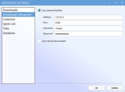 spotnet advanced settings